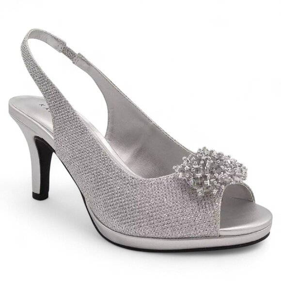 Karen Scott Breena Slingback Peep-Toe Pump Silver - Picture 1 of 3